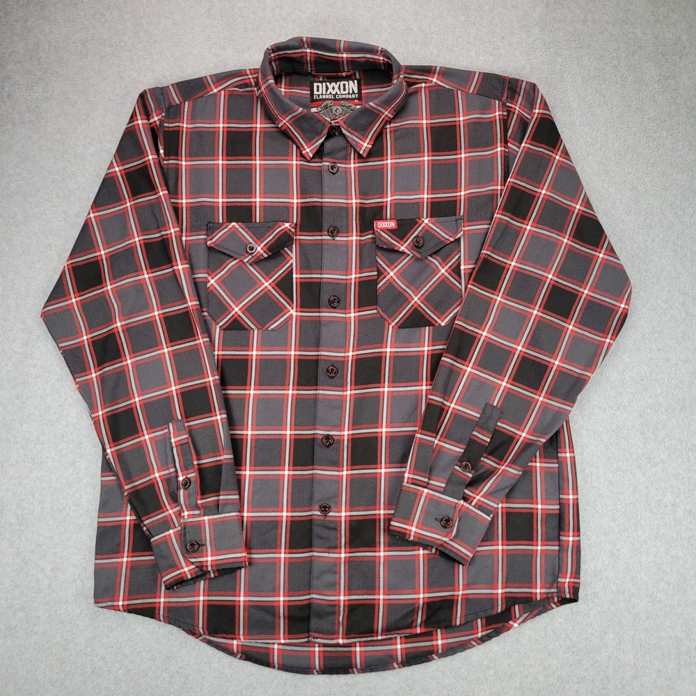 Dixxon Flannel Company Lowrider Shirt Mens XL Red Grey Black Plaid D-Tech Biker